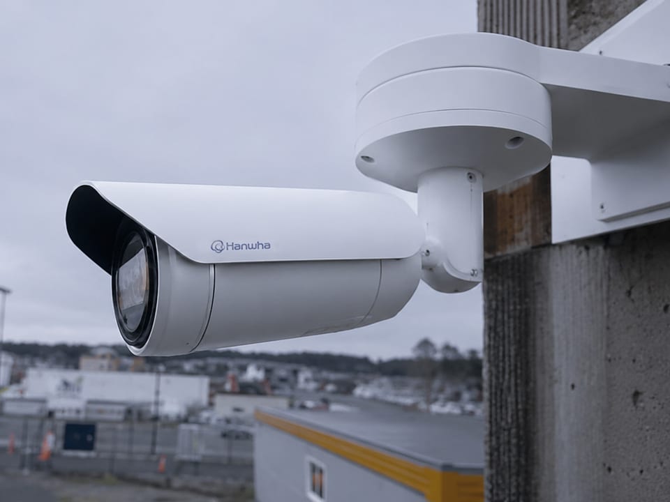 Commercial security camera on building facade NSW